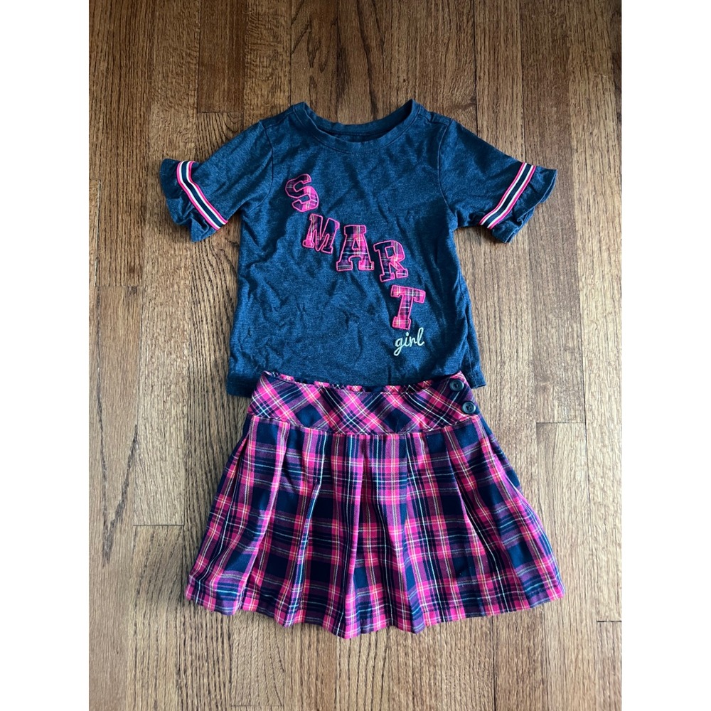 Garanimals Skort Set Girls 3T Pink Grey Plaid SMART Graphic 2pc Outfit